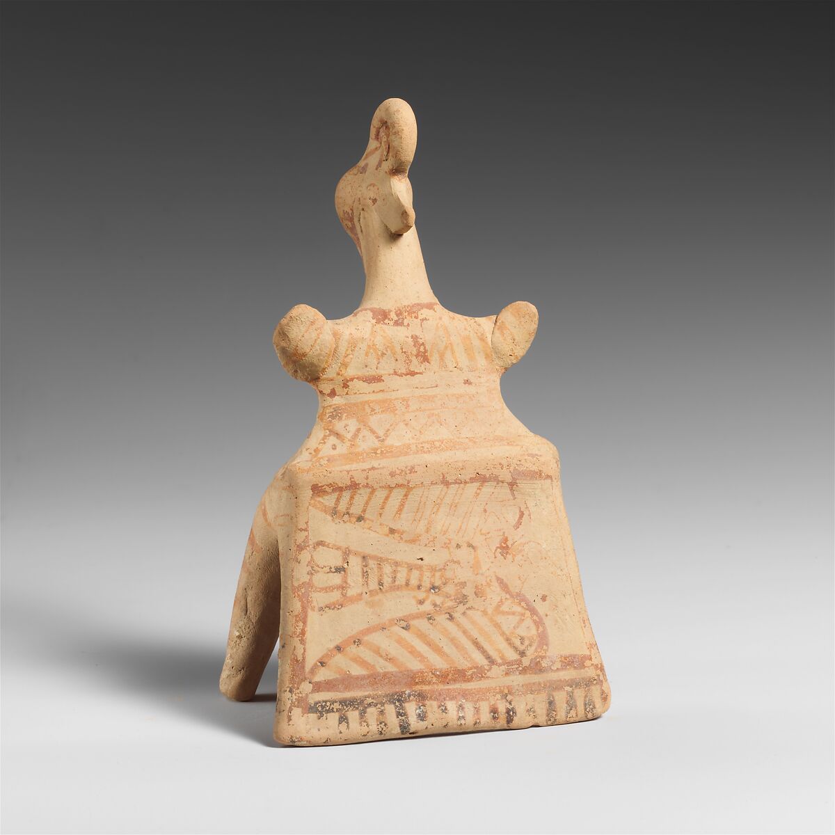 Terracotta statuette of a seated woman, Terracotta, Greek, Boeotian 