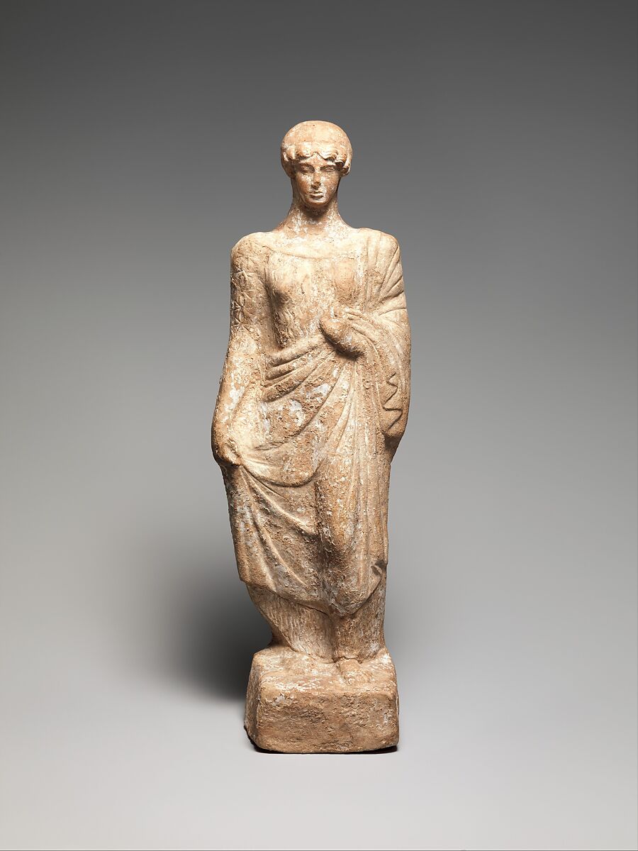 Terracotta statuette of a woman, Terracotta, Greek, probably Attic 
