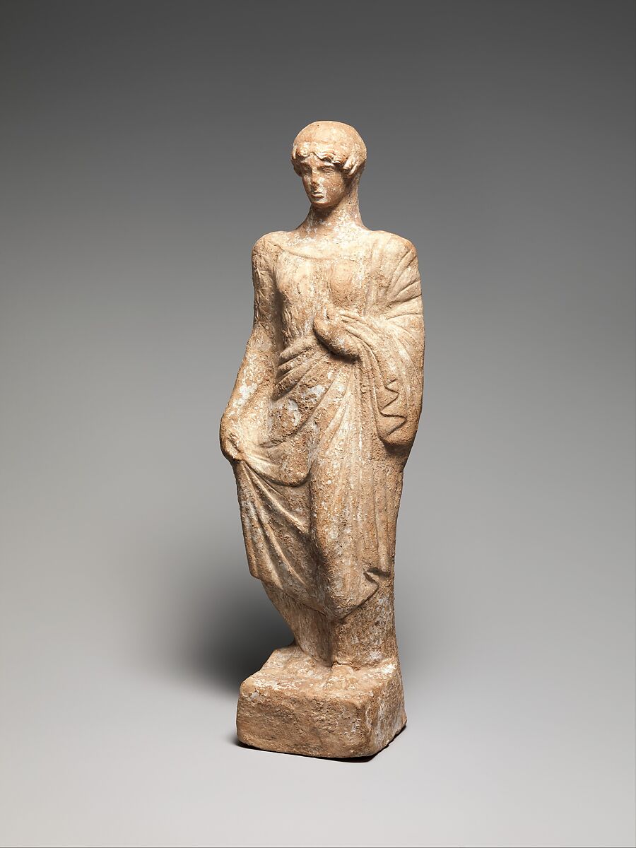 Terracotta statuette of a woman, Terracotta, Greek, probably Attic