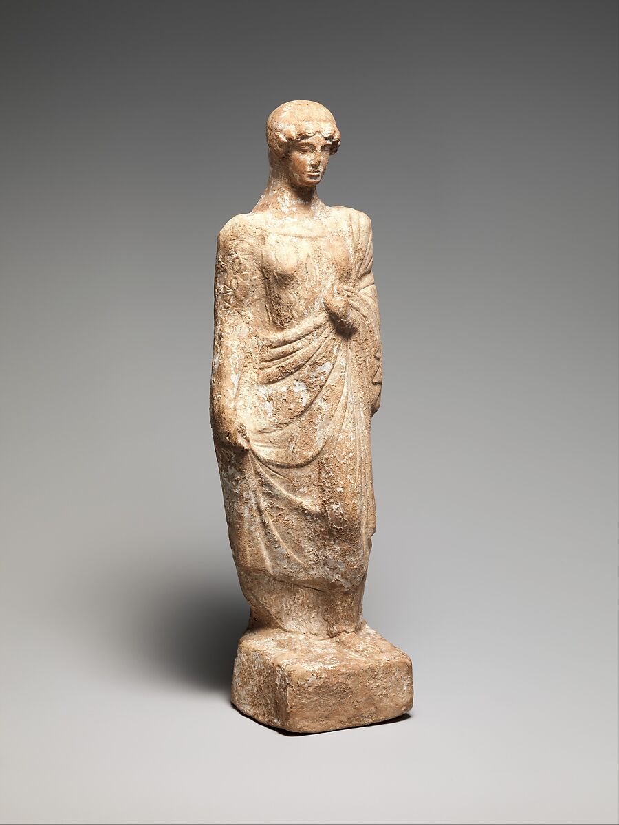 Terracotta statuette of a woman, Terracotta, Greek, probably Attic