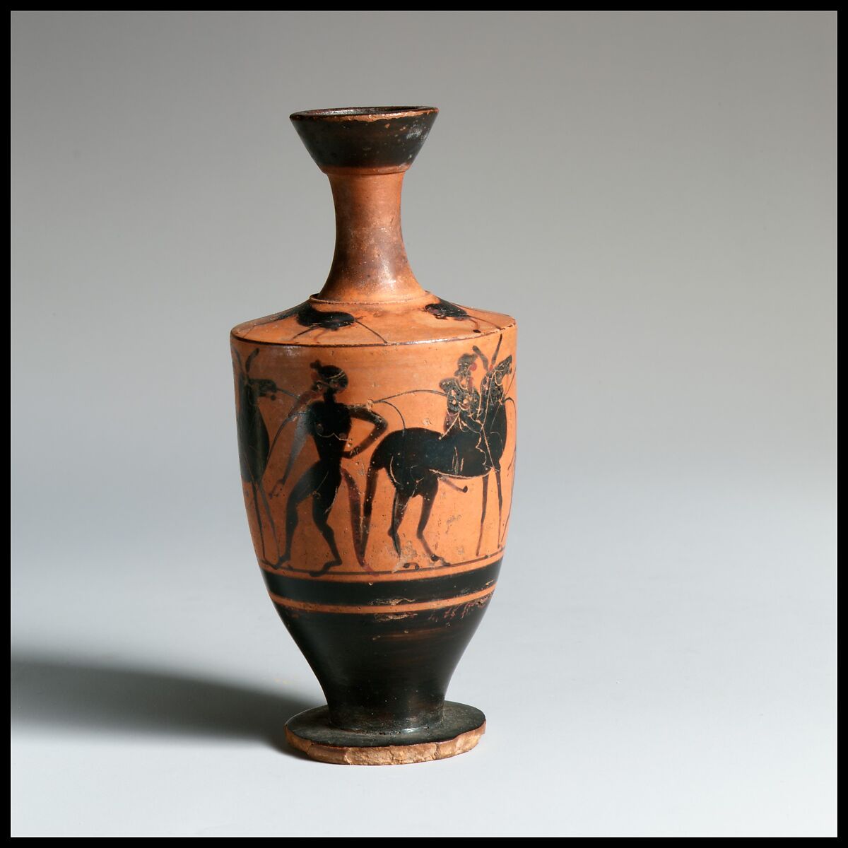 Lekythos, Attributed to the Little Lion Class, Terracotta, Greek, Attic 