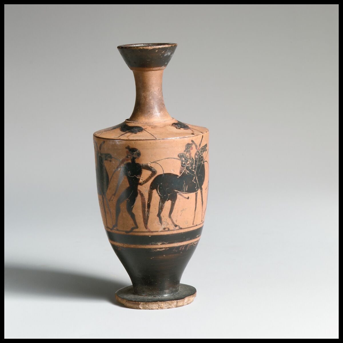 Lekythos, Attributed to the Little Lion Class, Terracotta, Greek, Attic