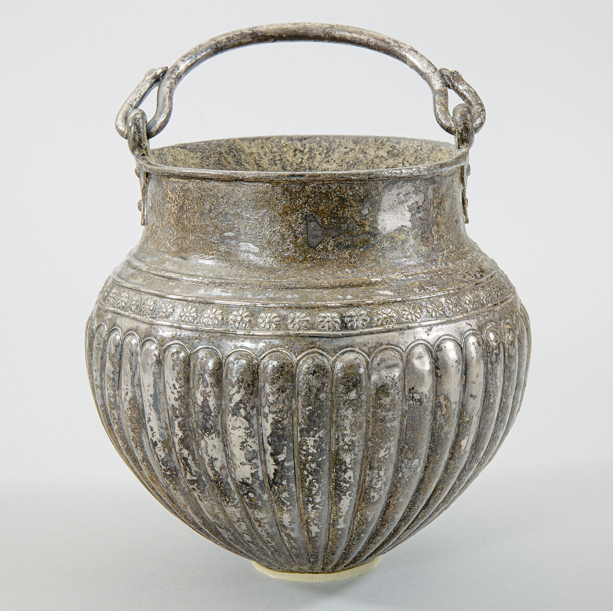Silver situla (pail) with swinging handles, Silver, East Greek