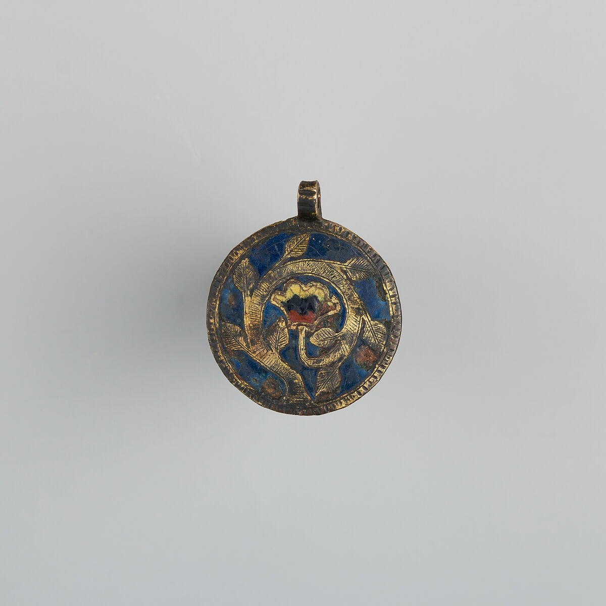 Badge or Harness Pendant, Copper, gold, enamel, possibly Spanish 