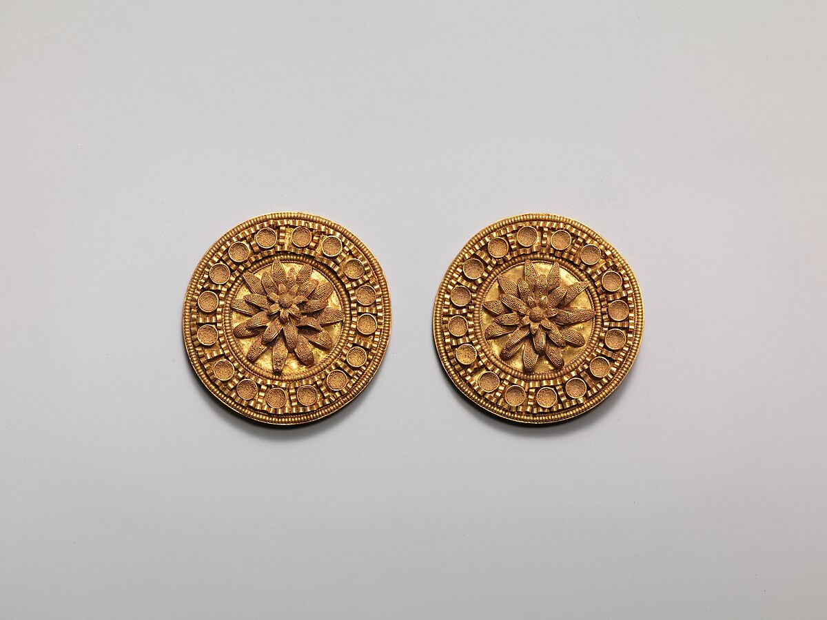Earring disks, Gold, Etruscan 