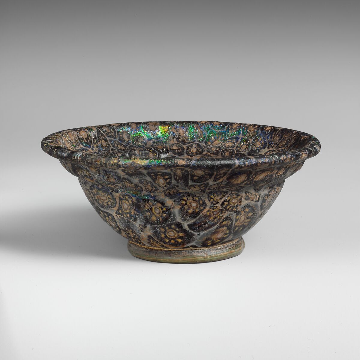 Glass mosaic bowl, Glass, Roman 