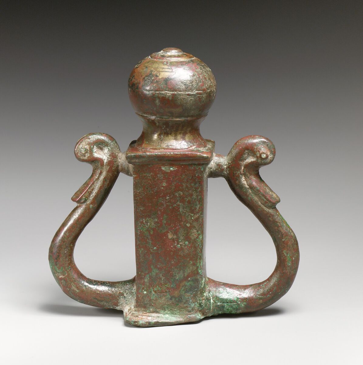 Two bronze chariot attachments with ducks' head finials, Bronze, Roman