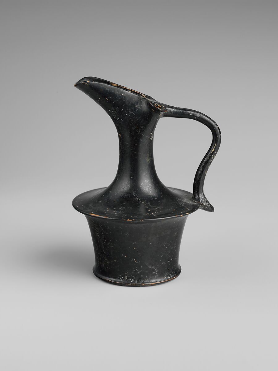 Terracotta oinochoe (jug), Terracotta, Greek, Attic 