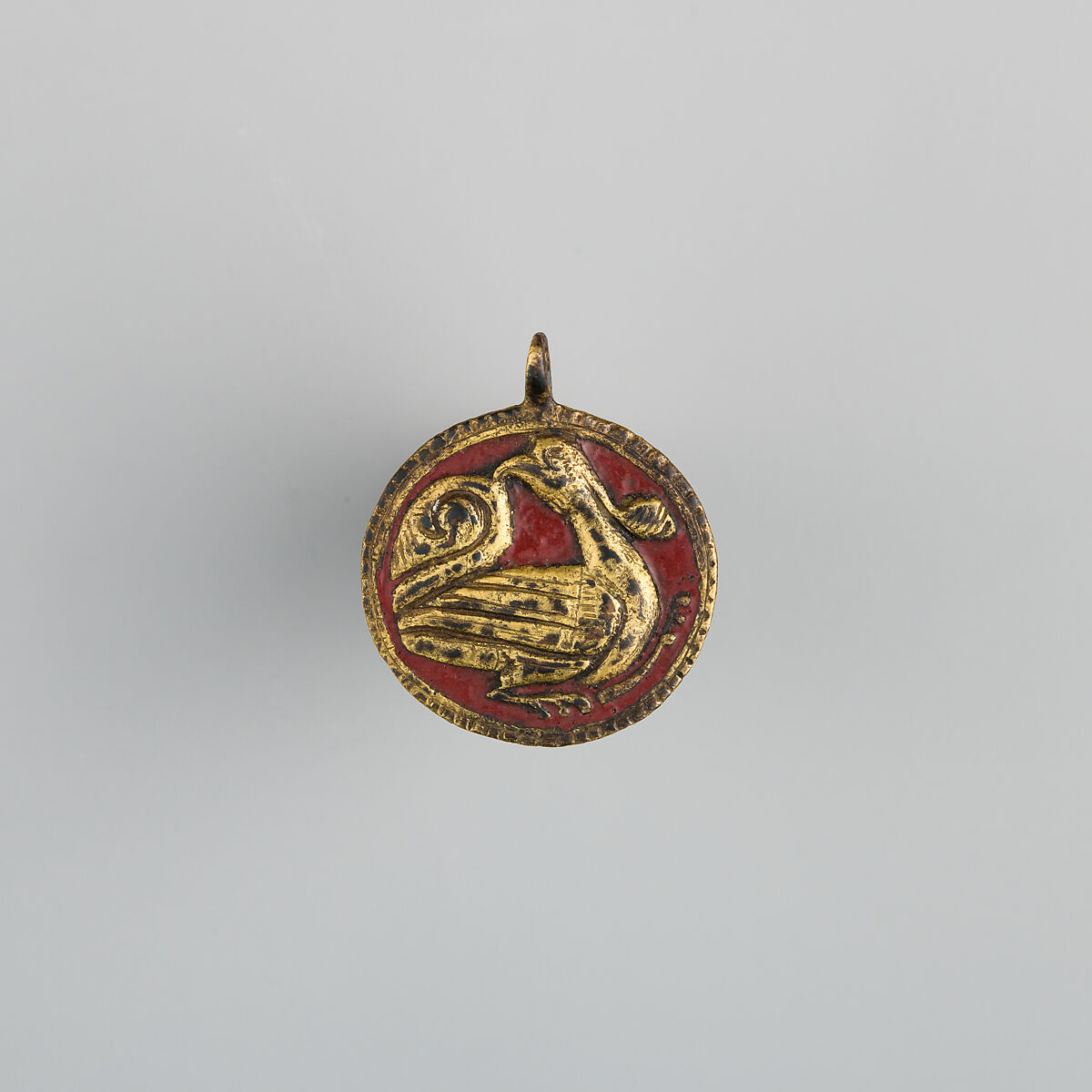 Badge or Harness Pendant, Copper, gold, enamel, Spanish 