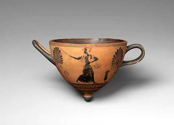Terracotta mastos (drinking cup in the form of a breast), Attributed to Psiax, Terracotta, Greek, Attic 
