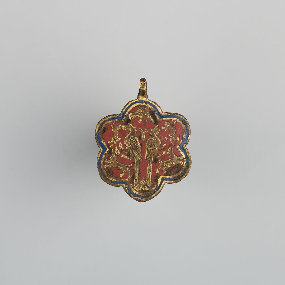 Badge or Harness Pendant, Copper, gold, enamel, possibly Spanish 