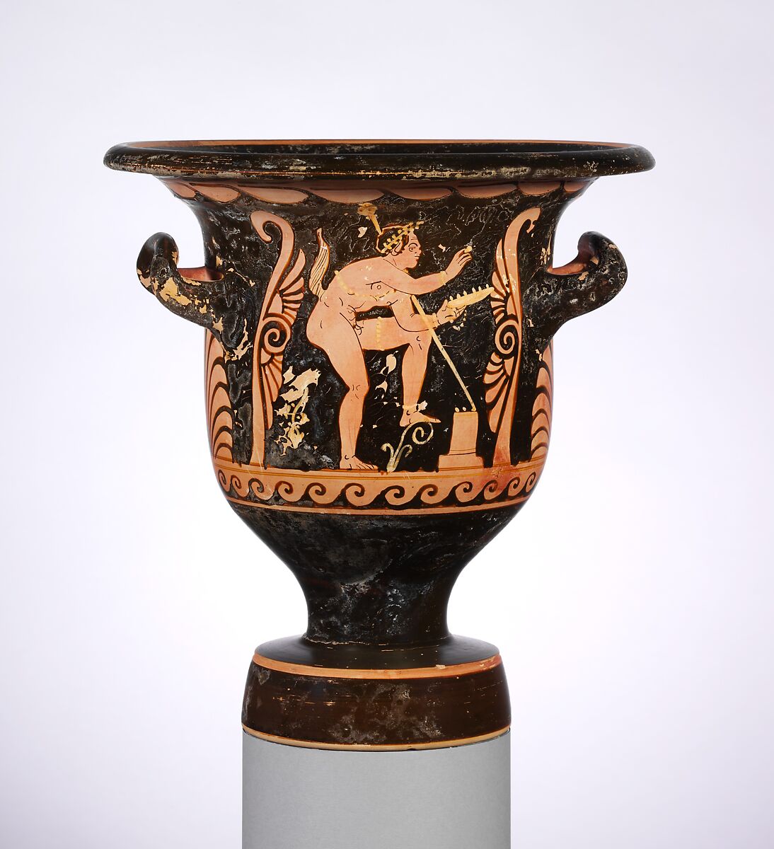 Terracotta bell-krater (mixing bowl), Attributed to Python, Terracotta, Greek, South Italian, Paestan
