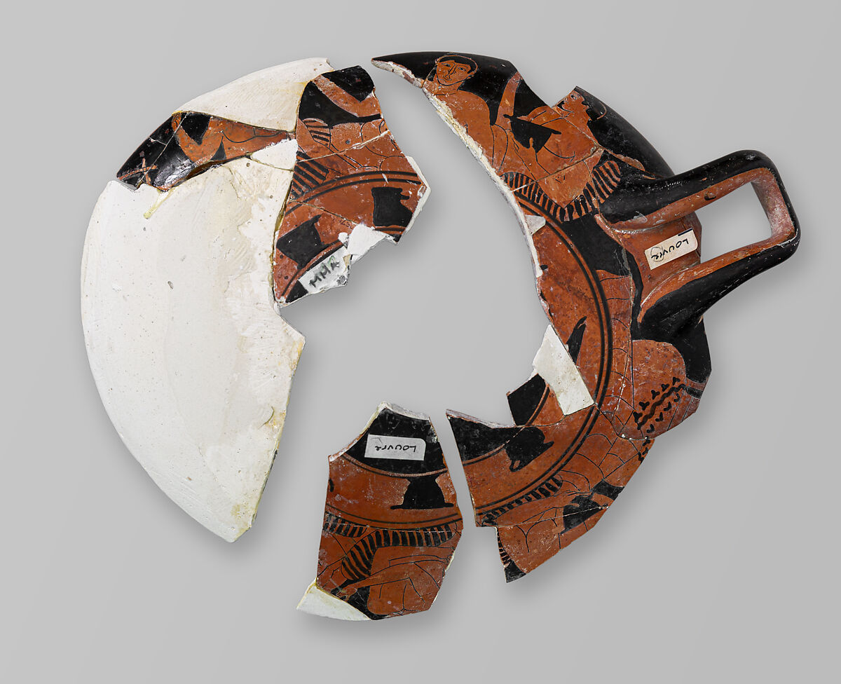 Kylix fragments, Attributed to the manner of the Antiphon Painter, Terracotta, Greek, Attic