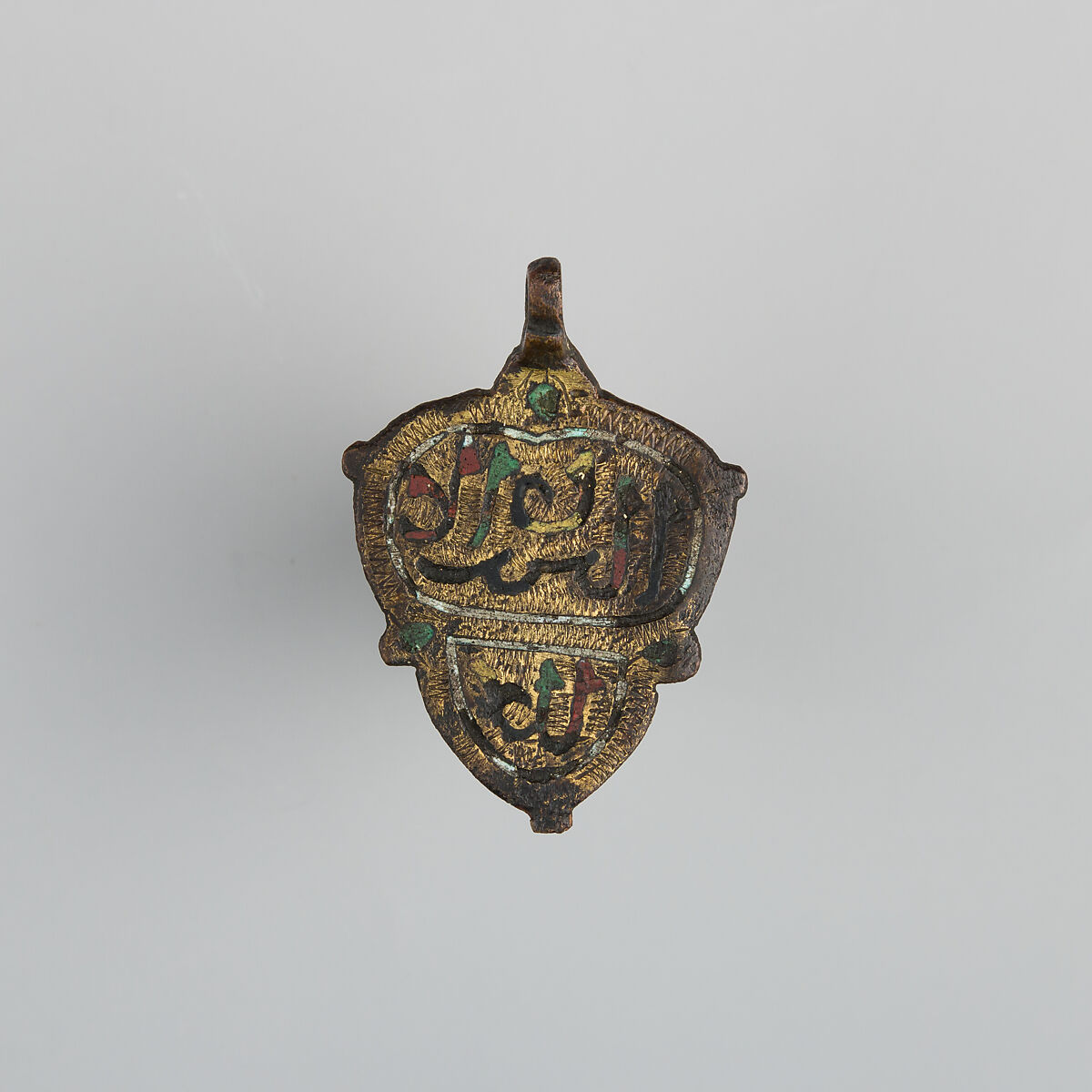 Badge or Harness Pendant, Copper, gold, enamel, Spanish or Moorish