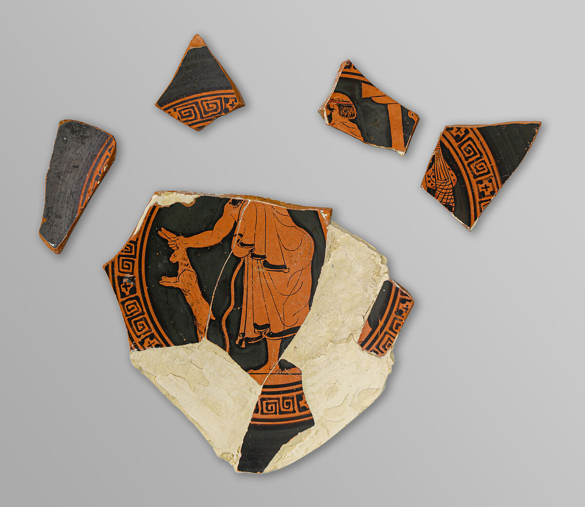 Kylix fragments, Attributed to the Painter Z, Terracotta, Greek, Attic 