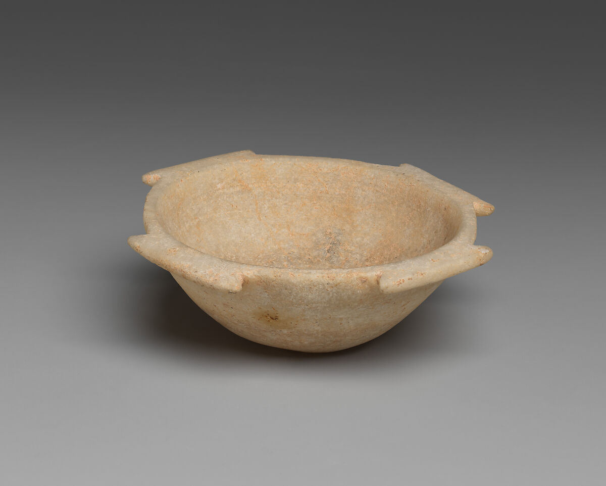 Marble bowl with four flanges, Marble, Cycladic