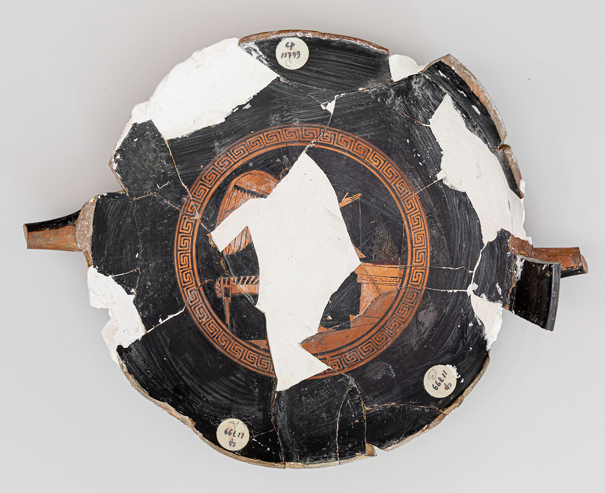 Kylix fragments, Attributed to the Stieglitz Painter, Terracotta, Greek, Attic 