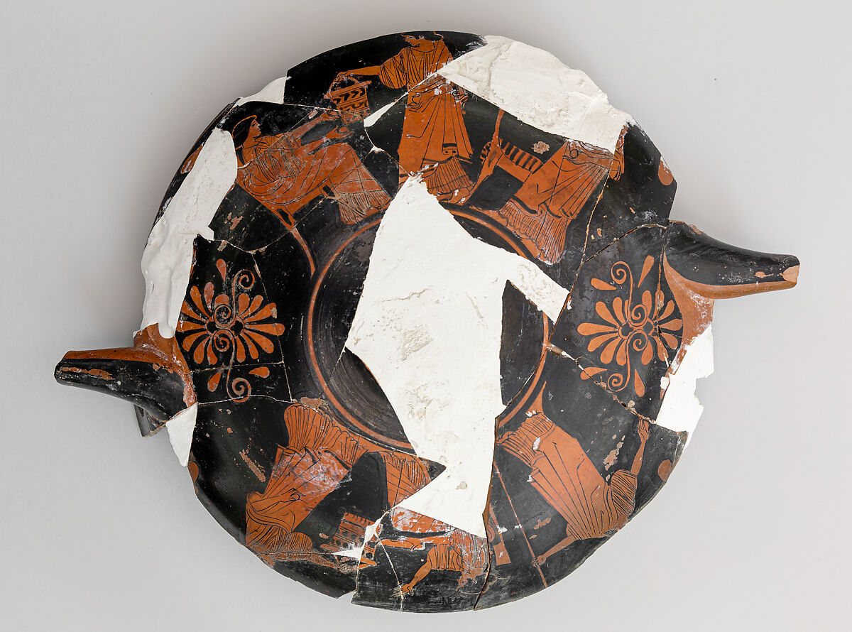 Kylix fragments, Attributed to the Stieglitz Painter, Terracotta, Greek, Attic