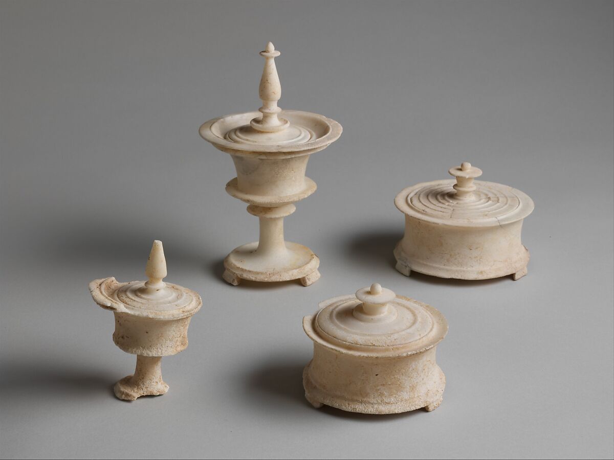 Marble pyxis (box), Marble, Greek