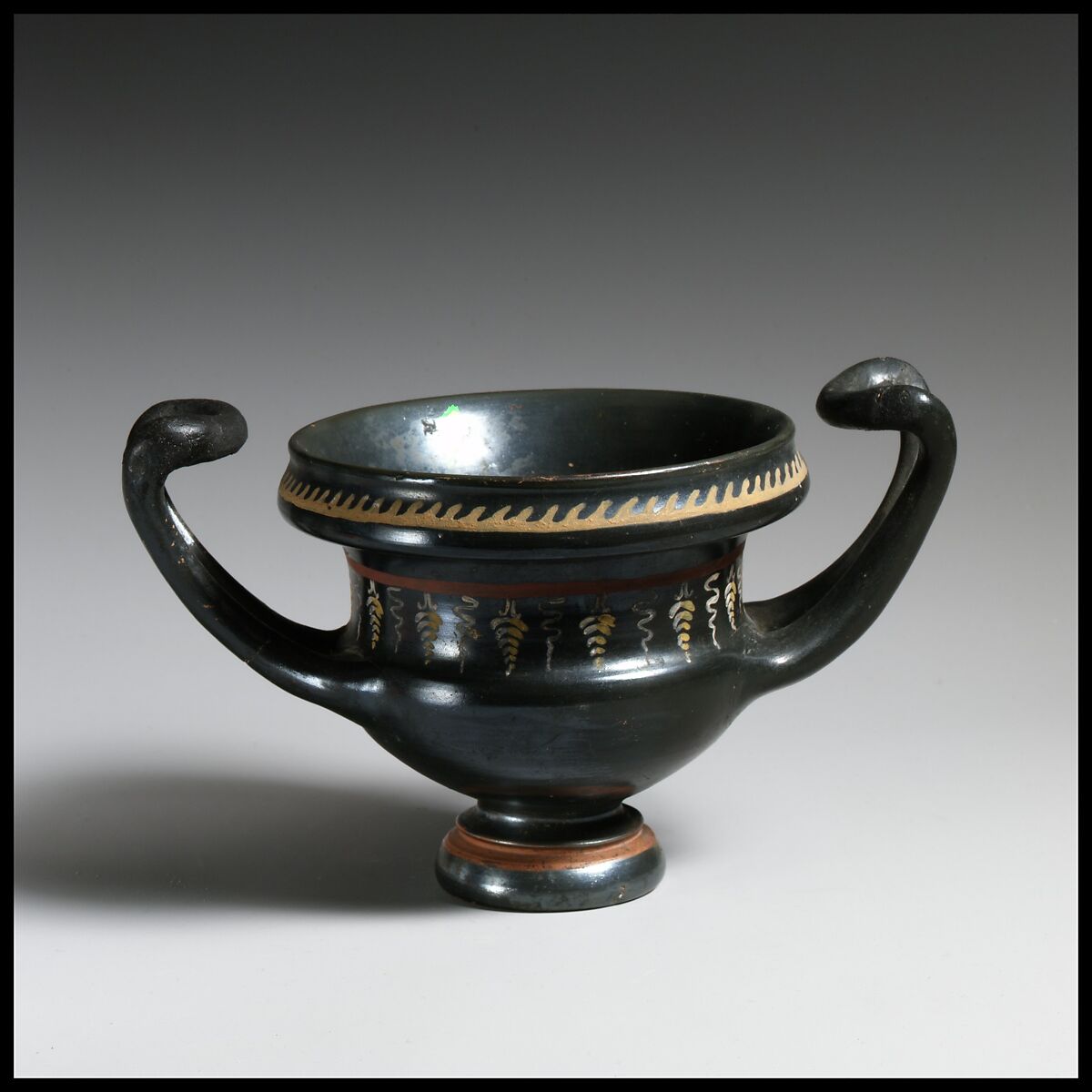 Terracotta cup-skyphos (drinking cup), Terracotta, Greek, South Italian, Apulian, Gnathian 