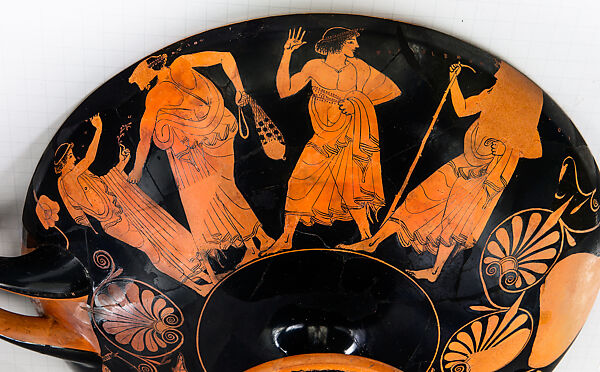 Terracotta kylix (drinking cup), Signed by Hieron as potter, Terracotta, Greek, Attic