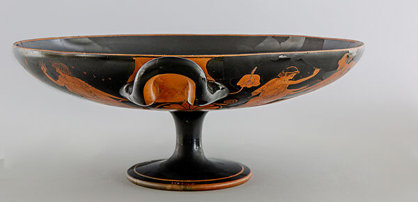 Terracotta kylix (drinking cup), Signed by Hieron as potter, Terracotta, Greek, Attic