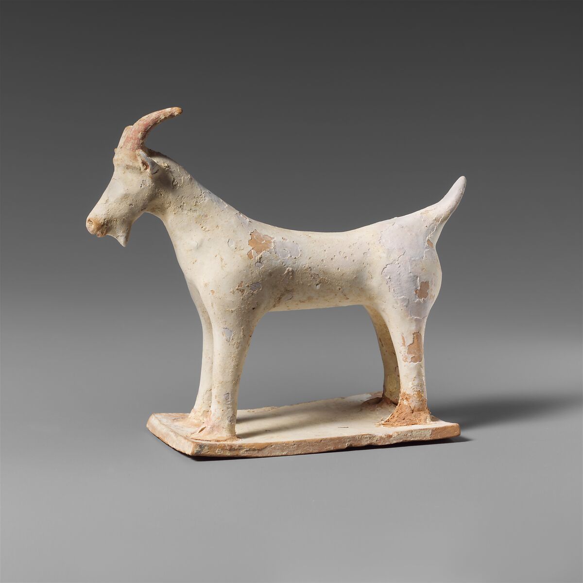 Terracotta statuette of a goat, Terracotta, Greek, Boeotian 
