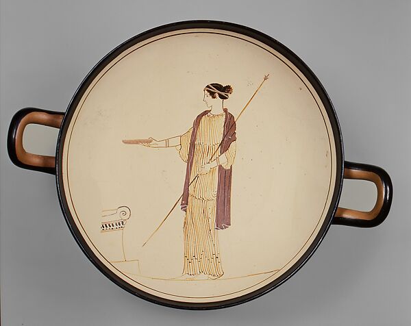 Terracotta kylix (drinking cup), Attributed to the Villa Giulia Painter, Terracotta, Greek, Attic 