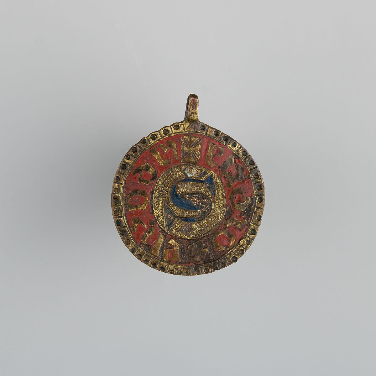 Badge or Harness Pendant, Copper, gold, enamel, Spanish 