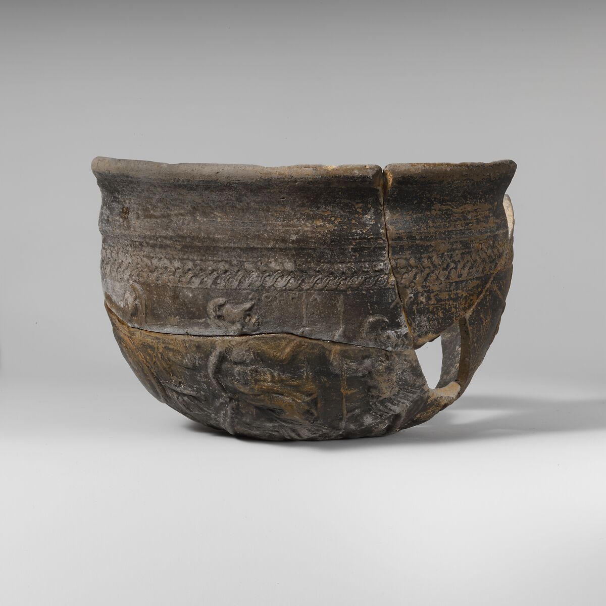 Megarian bowl, fragmentary, Terracotta, Greek