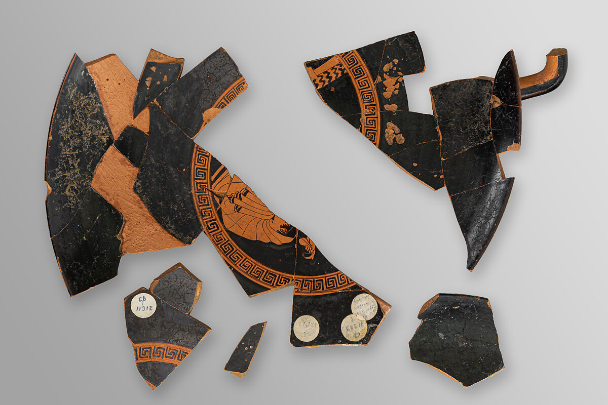 Kylix fragments, Attributed to the Triptolemos Painter, Terracotta, Greek, Attic 