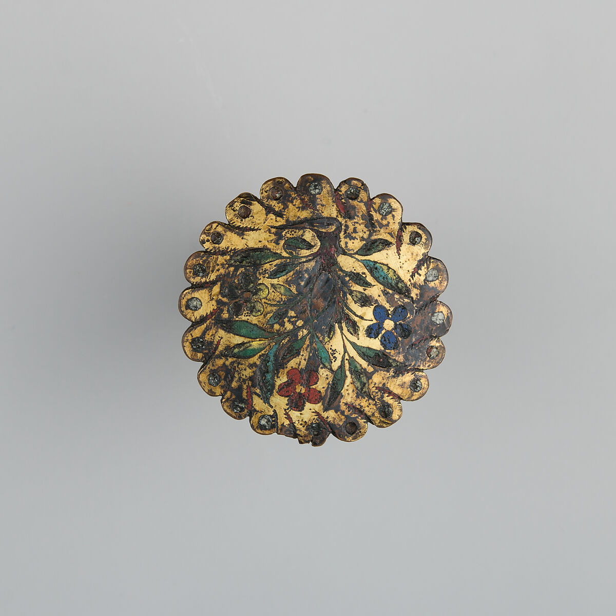 Badge or Harness Pendant, Copper, gold, enamel, probably Spanish 