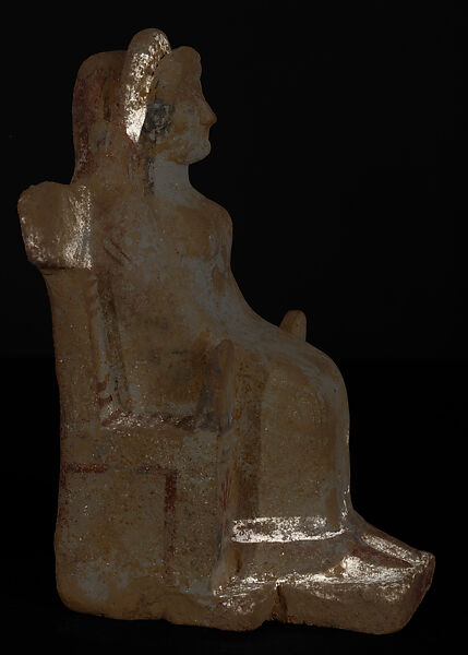 Terracotta statuette of a seated woman, Terracotta, Greek, probably Boeotian