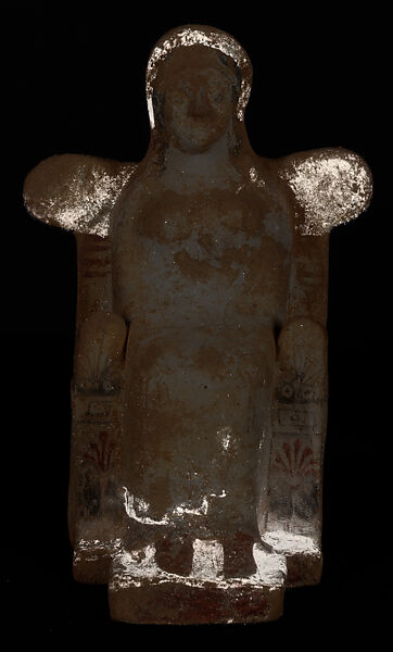 Terracotta statuette of a seated woman, Terracotta, Greek, probably Boeotian