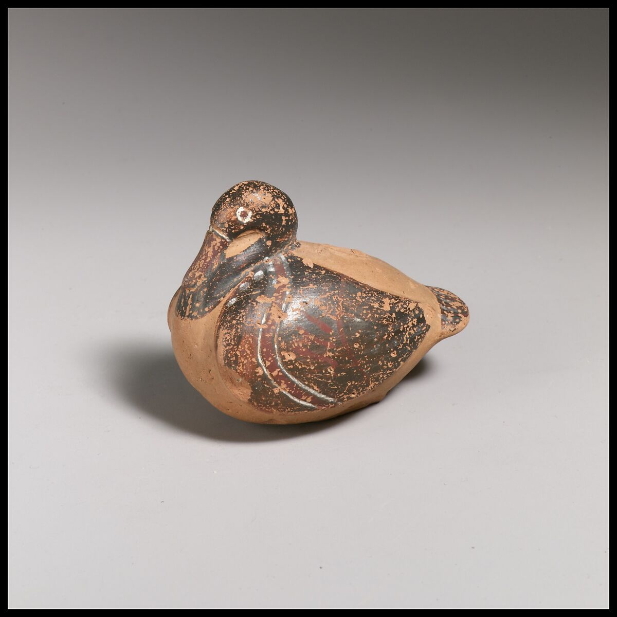 Terracotta vase in the form of a duck, Terracotta, Greek, Corinthian? 