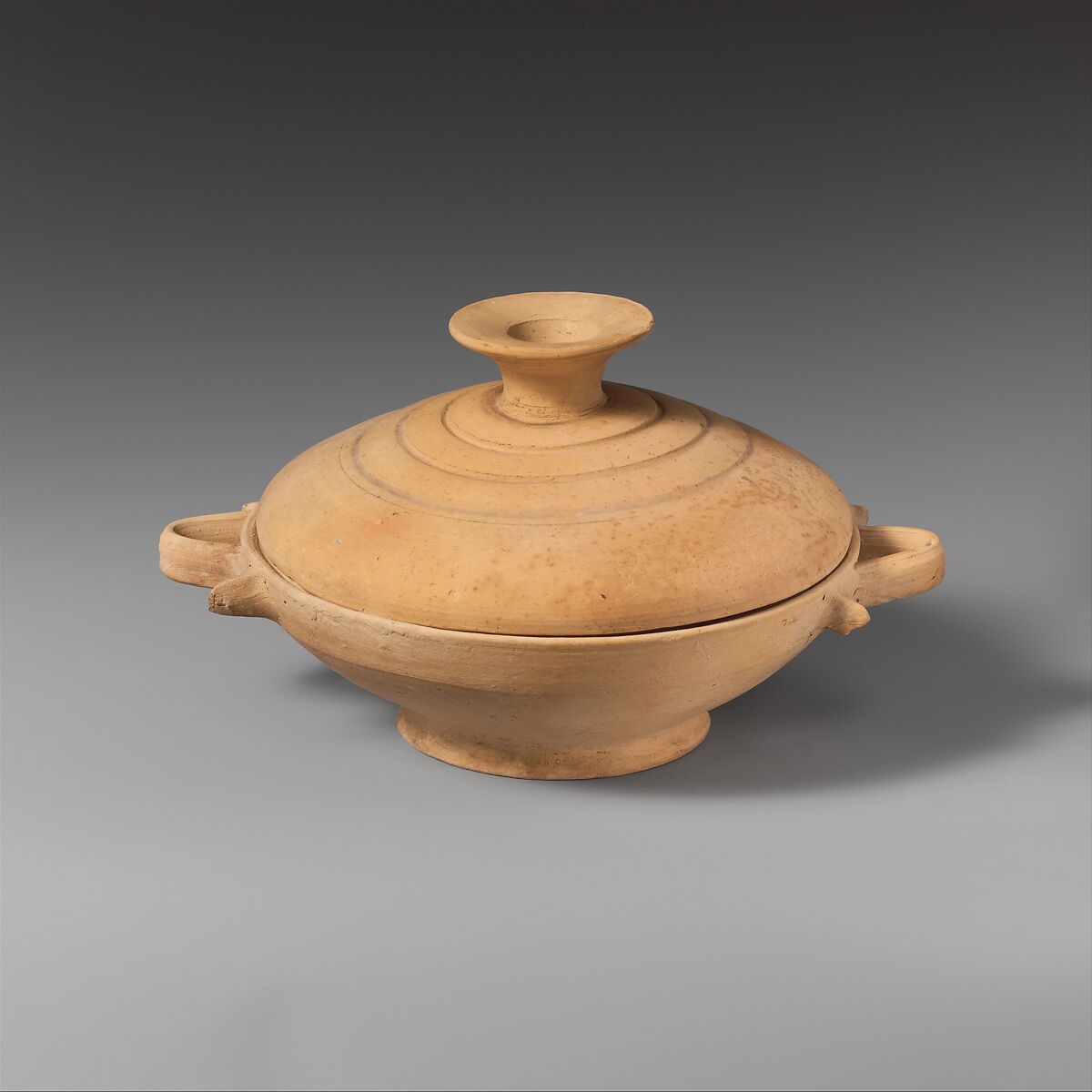 Terracotta lekanis (dish) with lid, Terracotta, Greek, Attic 