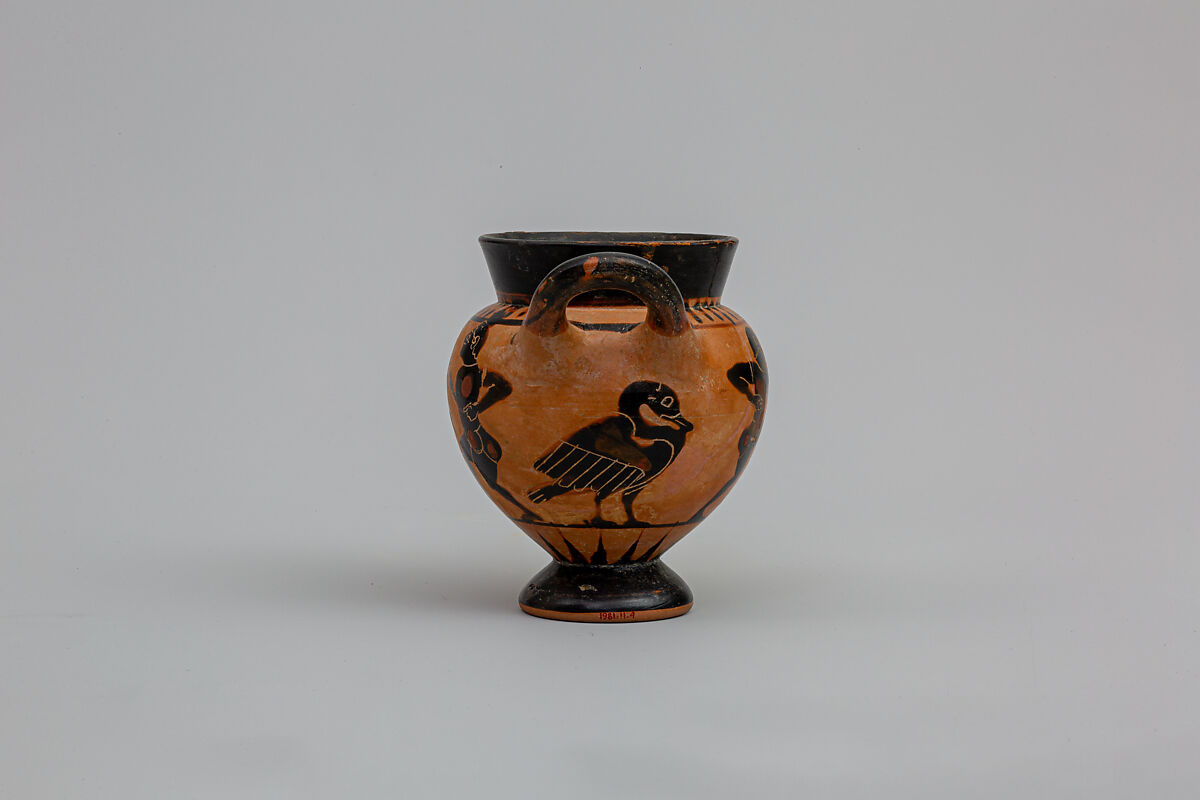 Terracotta one-handled drinking cup, Attributed to the Inscription Painter, Terracotta, Greek, Chalcidian