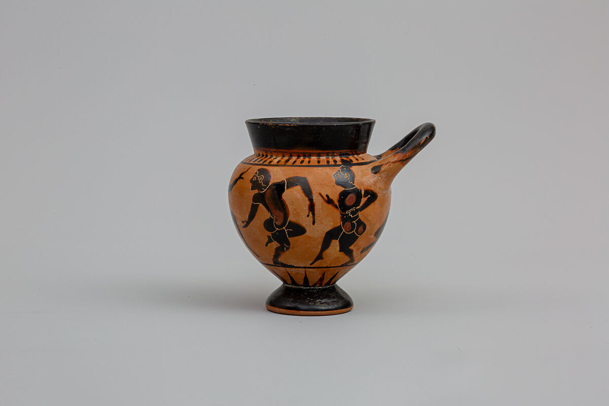 Terracotta one-handled drinking cup, Attributed to the Inscription Painter, Terracotta, Greek, Chalcidian