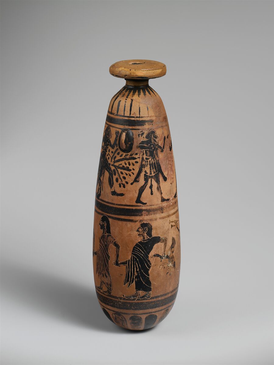 Terracotta alabastron (perfume vase), Terracotta, Etruscan