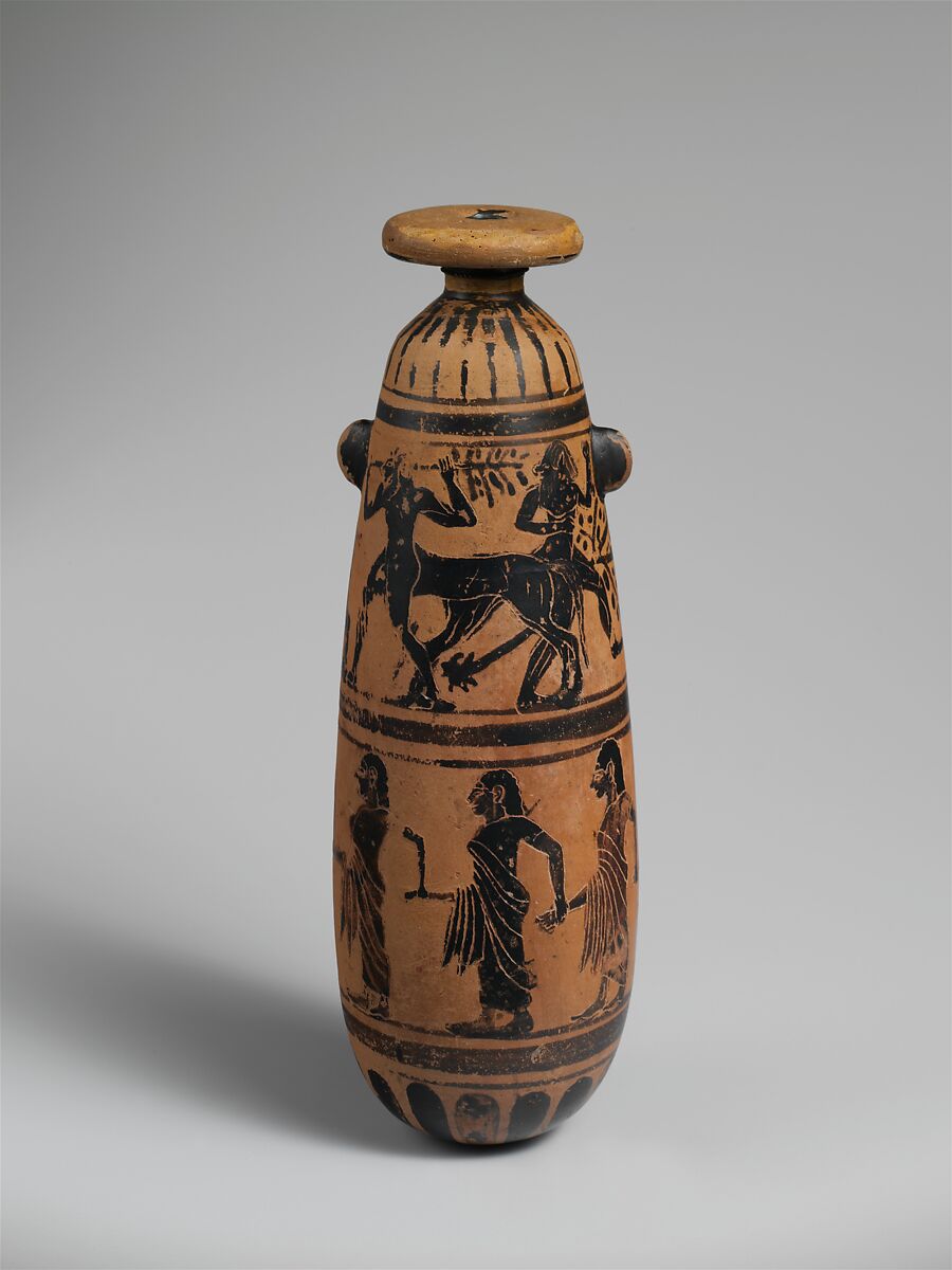 Terracotta alabastron (perfume vase), Terracotta, Etruscan