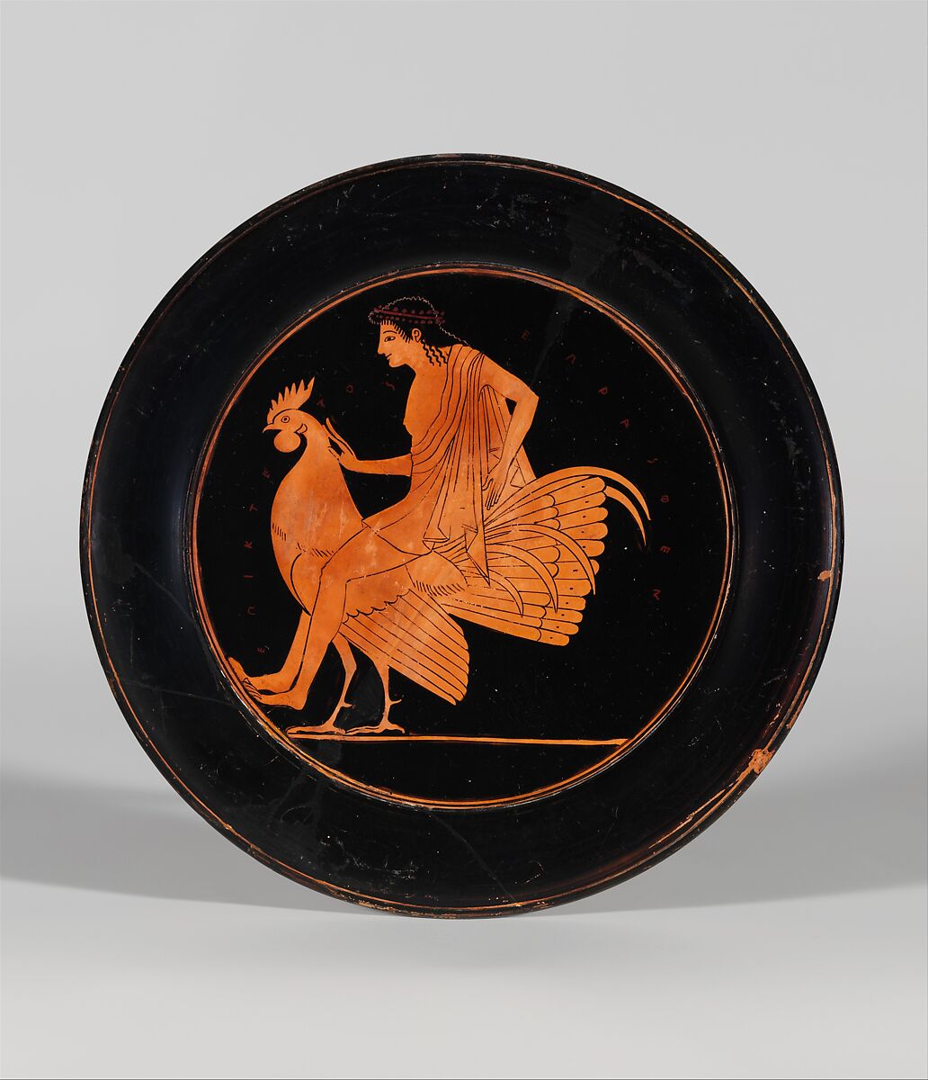 Terracotta plate, Signed by Epiktetos as painter, Terracotta, Greek, Attic 