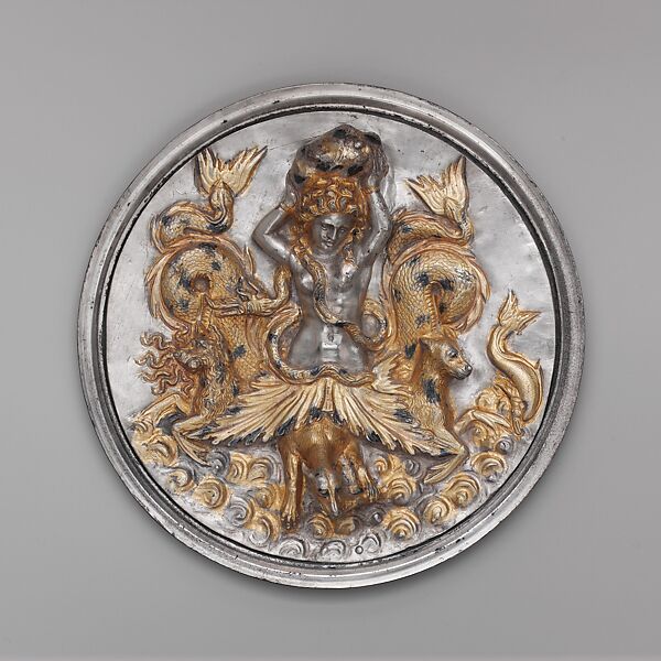 Silver-gilt emblema (medallion) representing Scylla, Silver, gold, Greek, South Italian or Sicilian 