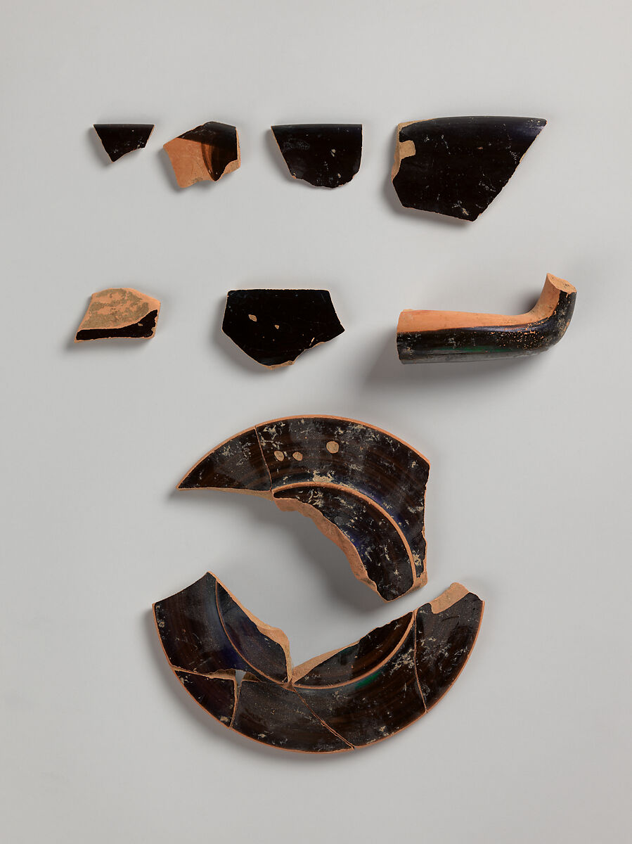 Kylix Fragments, Attributed to the Colmar Painter, Terracotta, Greek, Attic