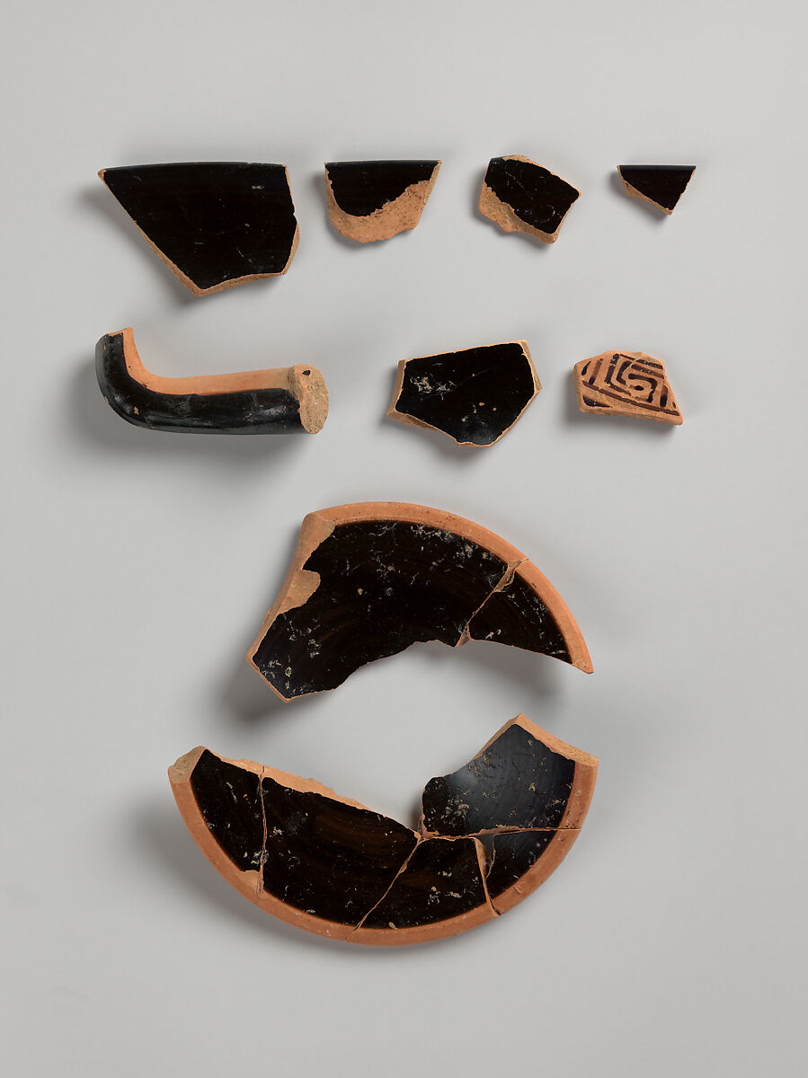 Kylix Fragments, Attributed to the Colmar Painter, Terracotta, Greek, Attic