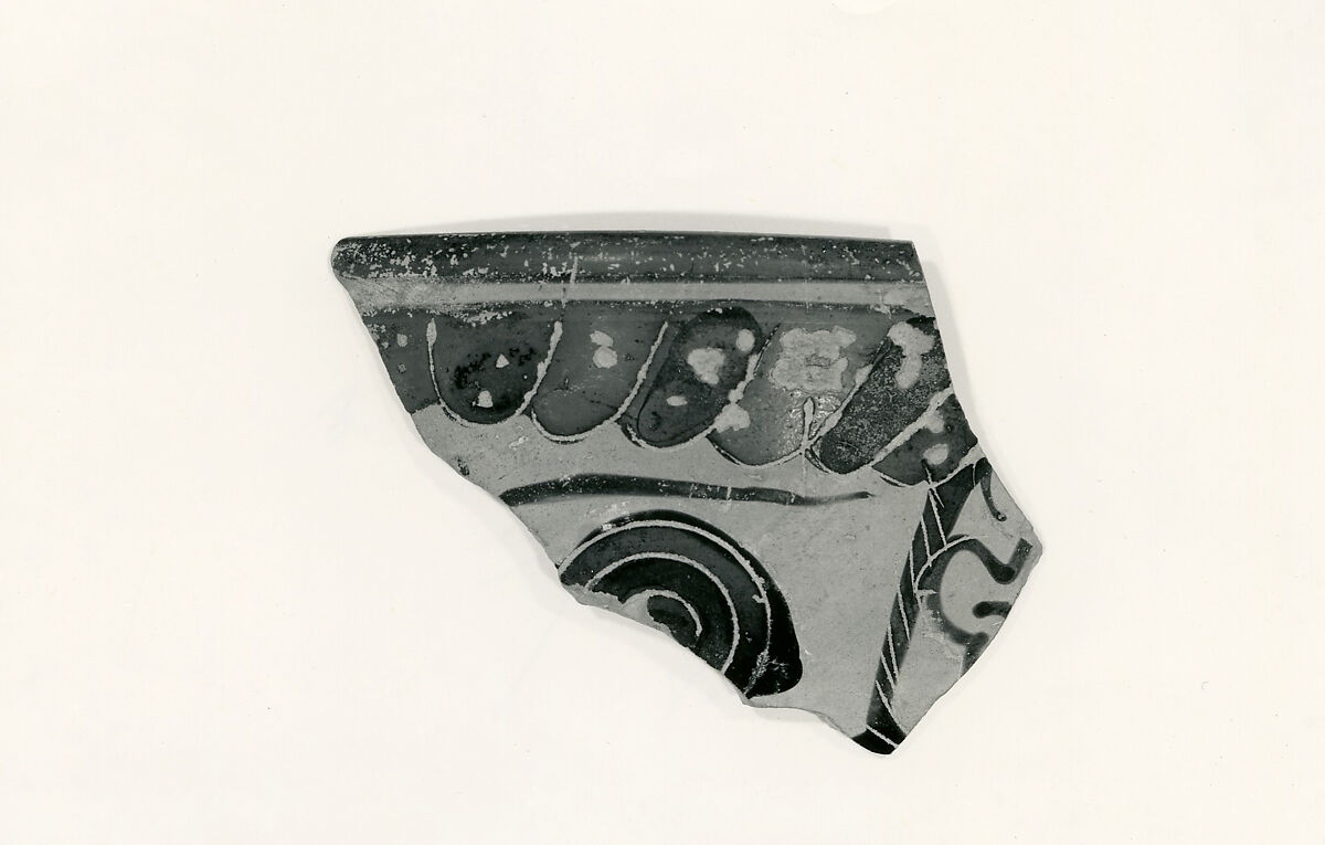 Skyphos fragment, Terracotta, Greek, Attic 