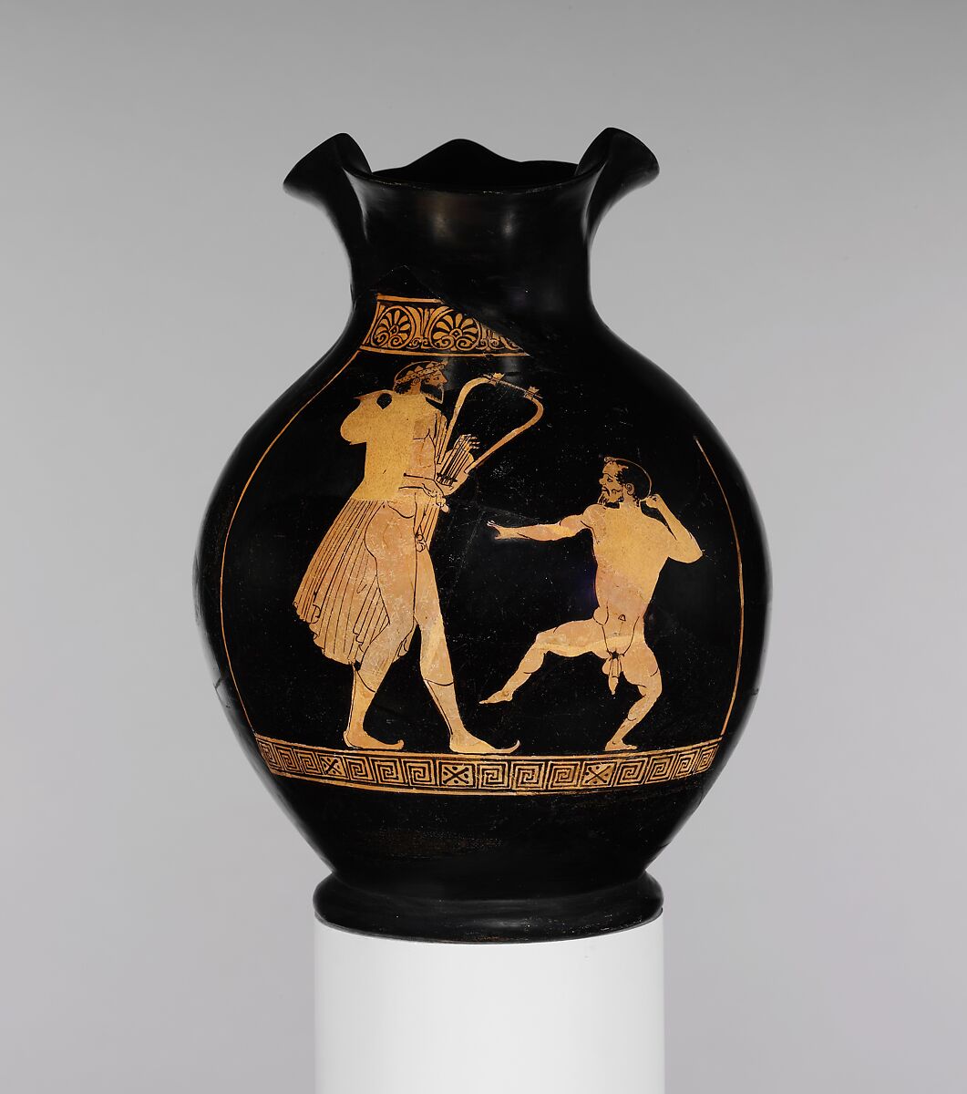 Terracotta oinochoe: chous (jug), Attributed to the Niobid Painter, Terracotta, Greek, Attic 