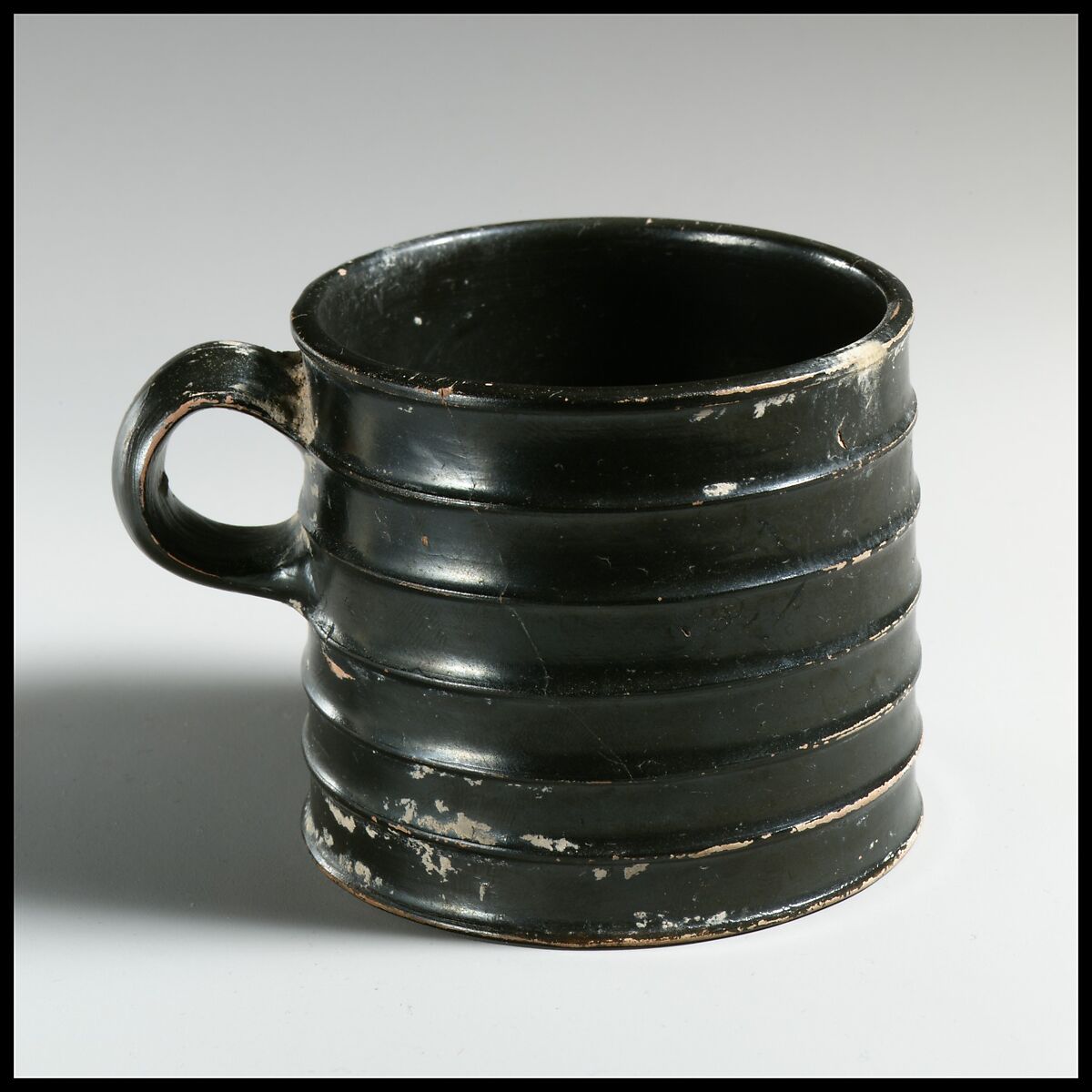 Terracotta mug with horizontal rills, Terracotta, Greek, South Italian, Apulian 