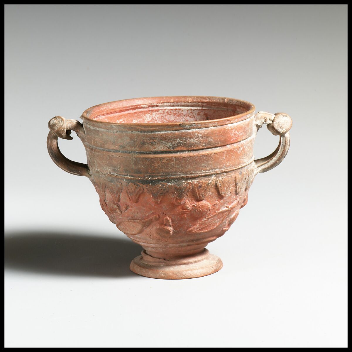 Terracotta cantharus (drinking cup), Terracotta, Roman 