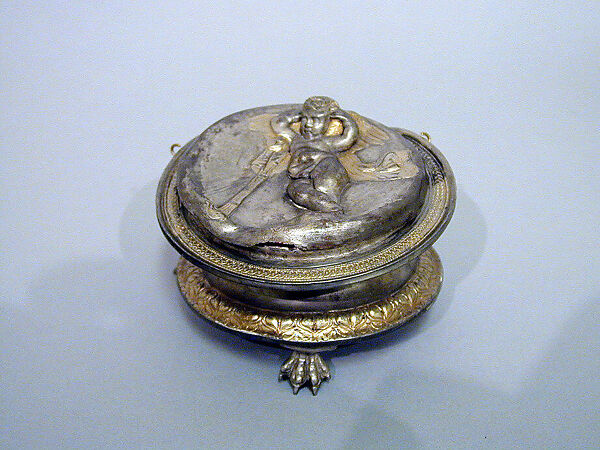 Silver-gilt pyxis (box) with lid, Gilt silver, Greek, South Italian or Sicilian 