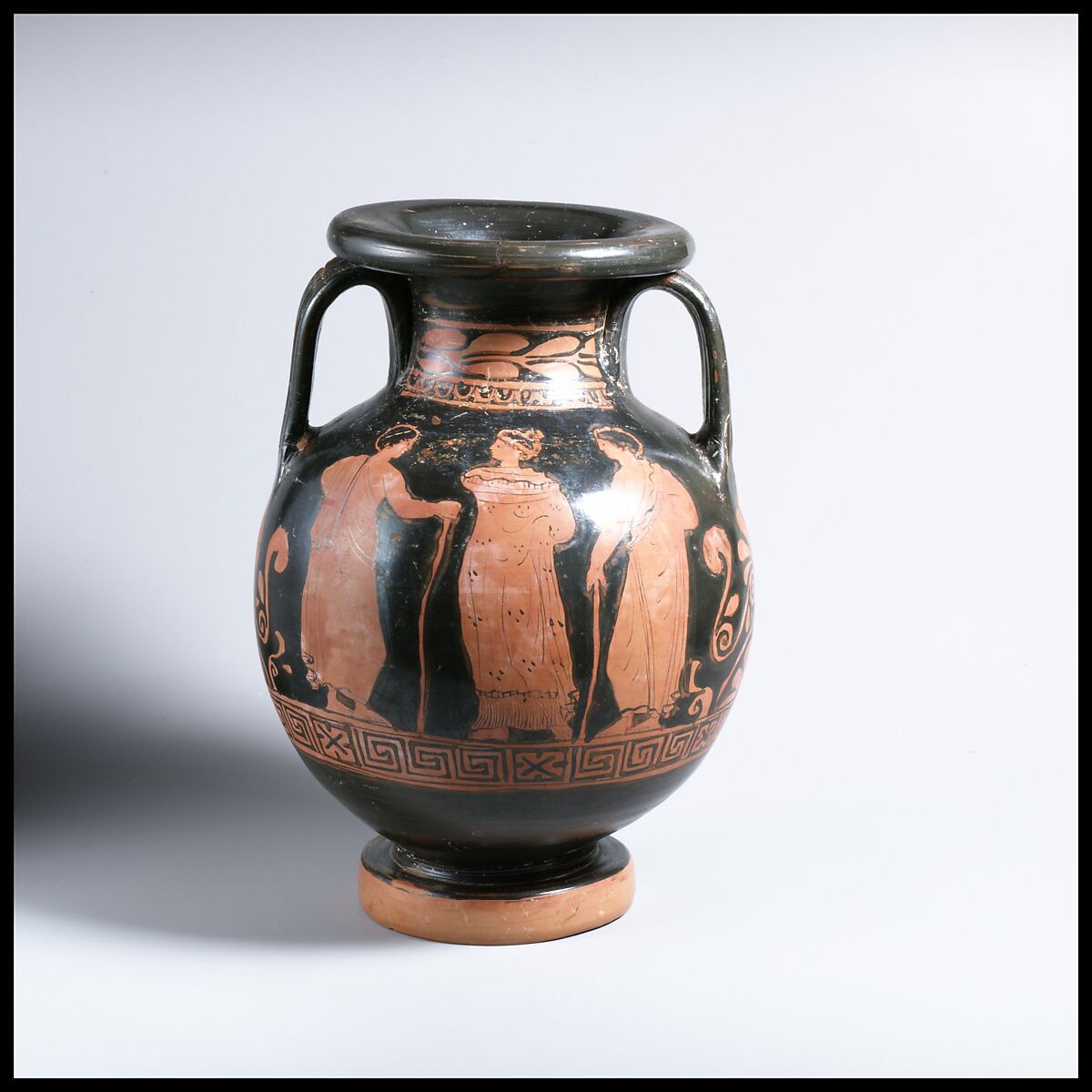 Terracotta pelike (jar), Attributed to the Dechter Painter, Terracotta, Greek, South Italian, Apulian 